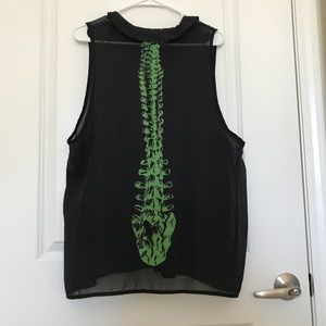 Button Down Spine Tank with Collar